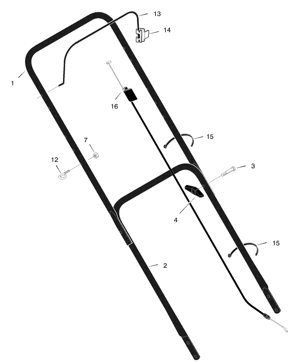 Handle Assembly Diagram and Parts List for 22116X92A 2001 Briggs and Stratton Lawn Mower